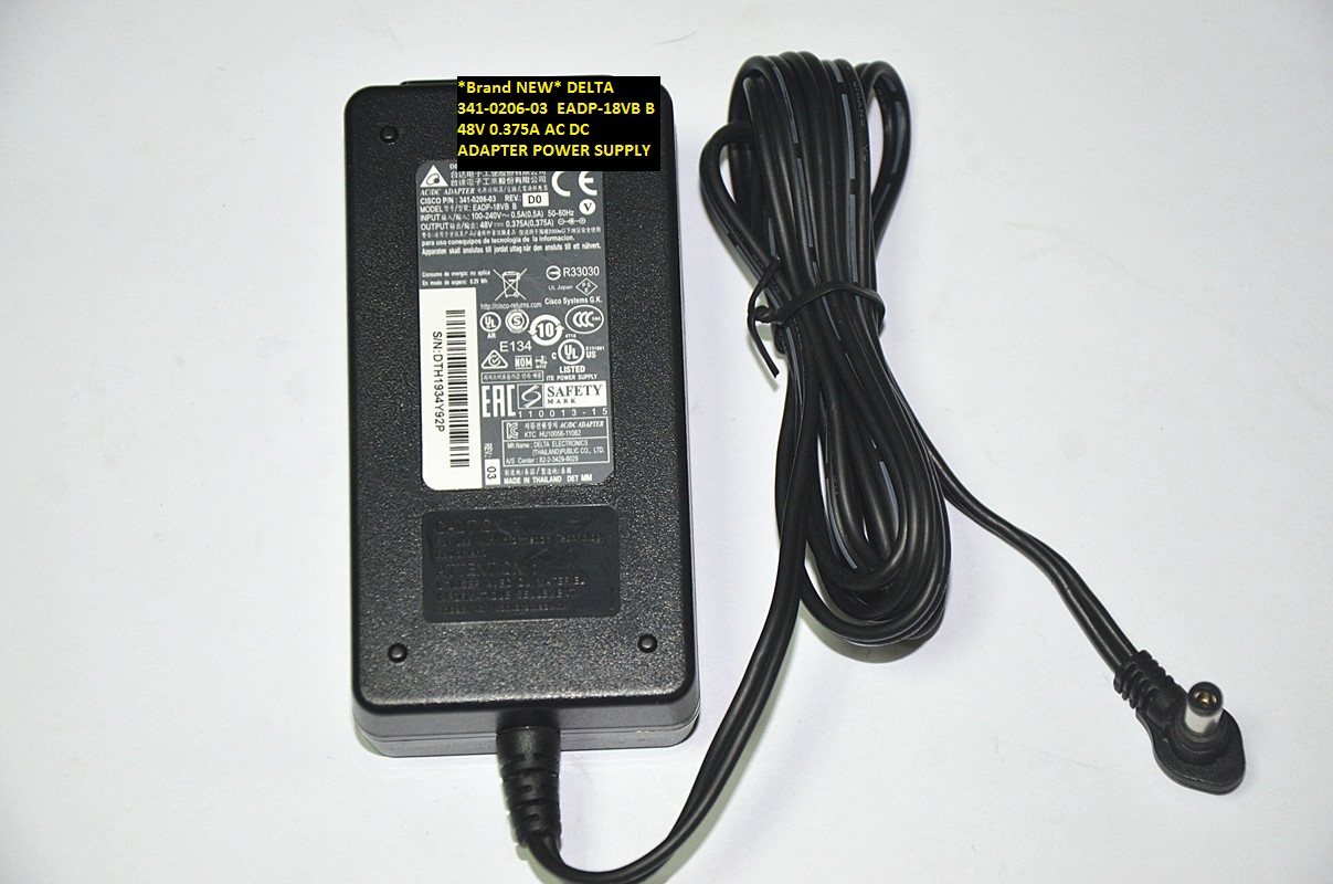 *Brand NEW* DELTA 48V 0.375A EADP-18VB B 341-0206-03 AC DC ADAPTER POWER SUPPLY